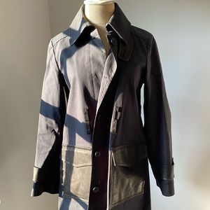 Theory leather and canvas trench coat